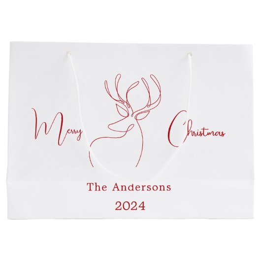 Rood wit abstract rendier moderne kerst groot cadeauzakje (Achterkant)