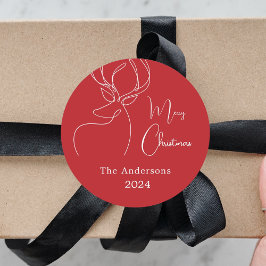 Rood wit abstract rendier moderne kerst ronde sticker