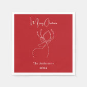 Rood wit abstract rendier moderne kerst servet (Voorkant)