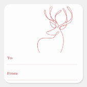 Rood wit abstract rendier moderne kerst vierkante sticker (Voorkant)