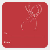 Rood wit abstract rendier moderne kerst vierkante sticker (Voorkant)
