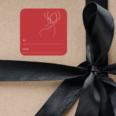 Rood wit abstract rendier moderne kerst vierkante sticker