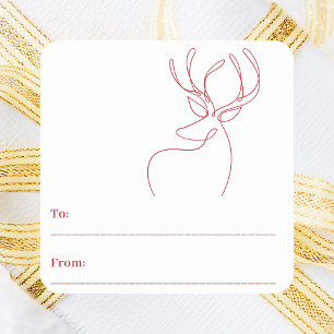 Rood wit abstract rendier moderne kerst vierkante sticker