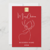Rood wit abstract rendier zaken Kerst Feestdagenkaart (Voorkant)