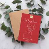 Rood wit abstract rendier zaken Kerst Feestdagenkaart