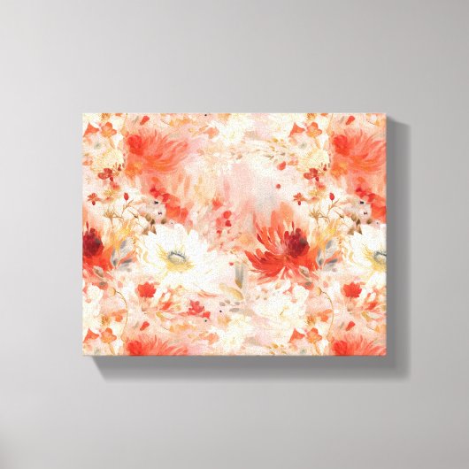 Rood wit Abstract schilderij bloemmotief Canvas Afdruk (Voorkant)