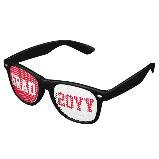 Rood & Wit Afstudeerder 2026 Tekstontwerp Retro Zonnebril (Gekanteld)