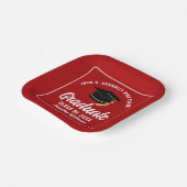 Rood Wit Afstuderen 2025 Graduation Party Square Papieren Bordje (Gebogen)