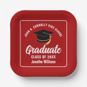 Rood Wit Afstuderen 2025 Graduation Party Square Papieren Bordje (Voorkant)