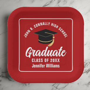 Rood Wit Afstuderen 2025 Graduation Party Square Papieren Bordje