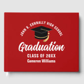 Rood Wit Afstuderen Custom 2025 Graduation Party Gastenboek (Voorkant)