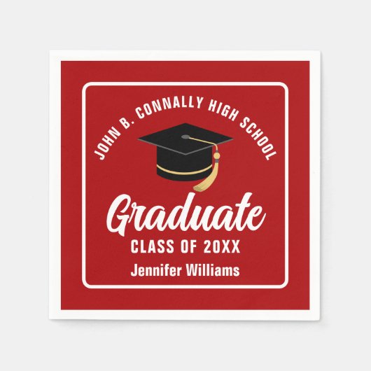 Rood Wit Afstuderen Custom 2025 Graduation Party Servet (Voorkant)