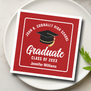Rood Wit Afstuderen Custom 2025 Graduation Party Servet