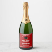 Rood Wit Afstuderen Custom 2025 Graduation Party Sparkling Wijnetiket (Voorkant)