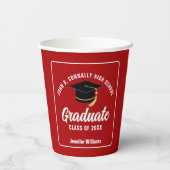 Rood Wit Afstuderen Custom Graduation Party Papieren Bekers (Achterkant)