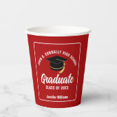 Rood Wit Afstuderen Custom Graduation Party Papieren Bekers (Voorkant)