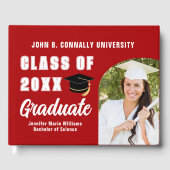 Rood Wit Afstuderen Foto Custom Graduation Party Gastenboek (Voorkant)