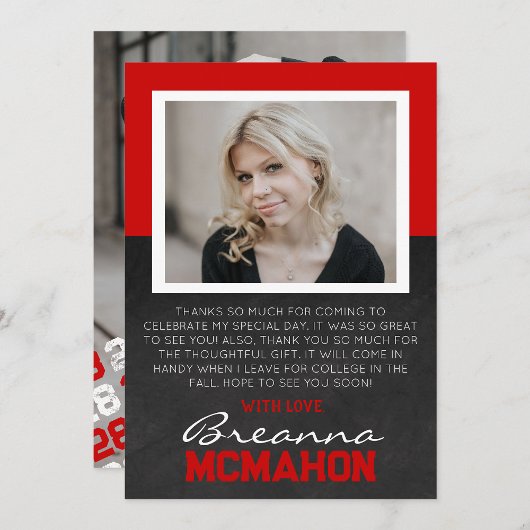 Rood & Wit Afstuderen foto dank u kaart