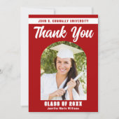 Rood Wit Afstuderen Fotoboog 2025 Afstuderen Bedankkaart (Voorkant)