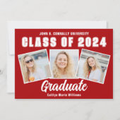 Rood Wit Afstuderen Fotocollage 2025 Afstuderen Aankondiging (Voorkant)