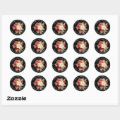 Rood & Wit Amaryllis op Zwart Vrolijk Kerstfeest Ronde Sticker (Vel)