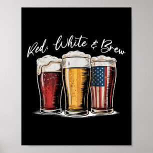 Rood Wit & Bier Patriottische Vlag van de VS 4 Poster