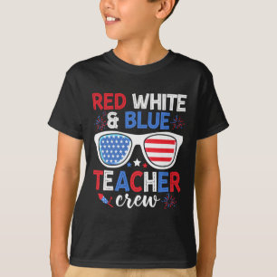 Rood wit & Blauwe Leraar Crew 4 juli gezongen T-shirt