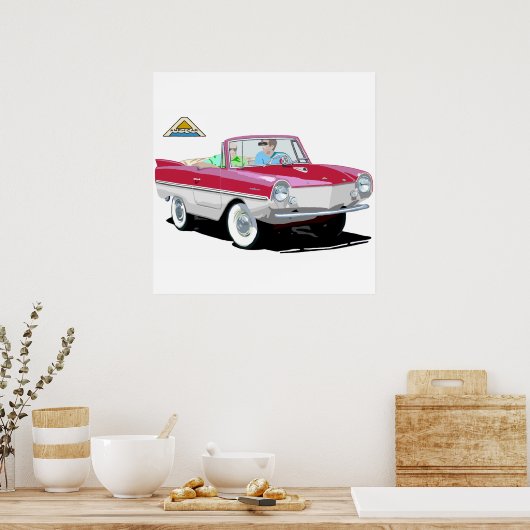 Rood-wit amphicar poster (Keuken)