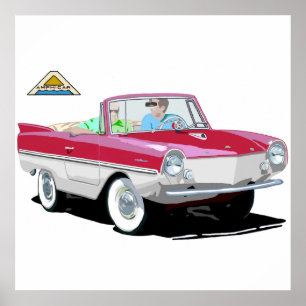 Rood-wit amphicar poster
