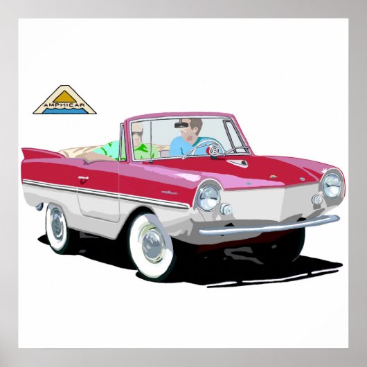 Rood-wit amphicar poster (Voorkant)