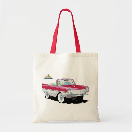 Rood-wit amphicar tote bag (Voorkant)
