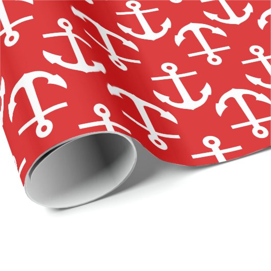 Rood Wit Ankers 2DIR Patroon Cadeaupapier (Rol Hoek)