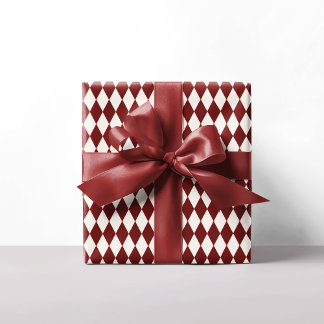 Rood & Wit Argyle Feestelijke Moderne Kerst Cadeaupapier
