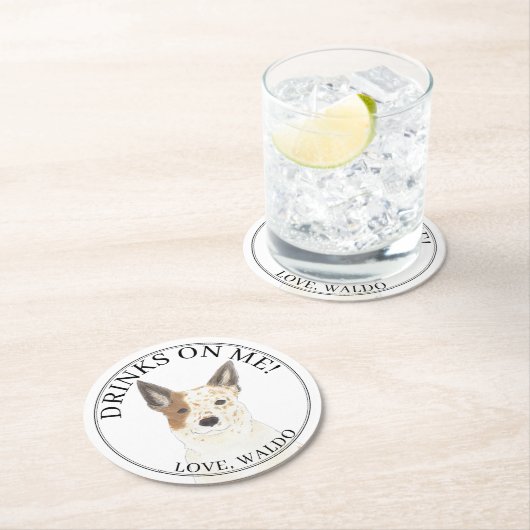 Rood & Wit Australische Cattledog Heeler Wedding Ronde Kartonnen Onderzetter (Insitu)
