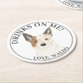 Rood & Wit Australische Cattledog Heeler Wedding Ronde Kartonnen Onderzetter (Gebogen)