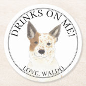 Rood & Wit Australische Cattledog Heeler Wedding Ronde Kartonnen Onderzetter (Voorkant)