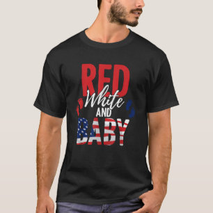 Rood Wit Baby Aankondiging 4 Juli Nieuwe Mama Da T-shirt