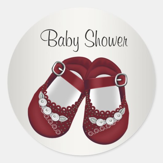 Rood Wit Baby Schoenen Baby Meisje Douche Stickers (Voorkant)