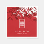 Rood/wit bamboe bladeren dubbele xi Chinese bruilo Servet (Voorkant)