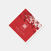 Rood/wit bamboe bladeren dubbele xi Chinese bruilo Servet (Hoek)