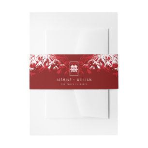 Rood/wit bamboe bladeren dubbele xi Chinese bruilo Uitnodigingen Wikkel