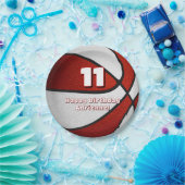 Rood Wit Basketbal Meisjes Sportfeest Papieren Bordje (Feest)