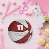 Rood Wit Basketbal Meisjes Sportfeest Papieren Bordje (Feest)