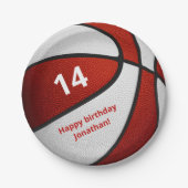 rood wit basketbal verjaardagsfeest papieren bordje (Voorkant)
