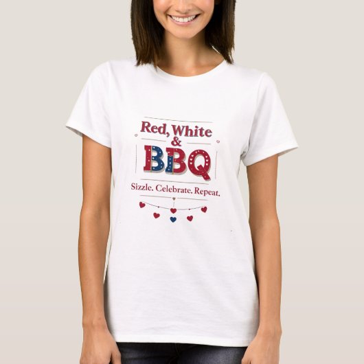 Rood, Wit & BBQ – Oprechte Sizzle T-shirt (Voorkant)