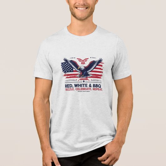 Rood, Wit & BBQ – Soaring Eagle Premium Tri-Blend Shirt (Voorkant)