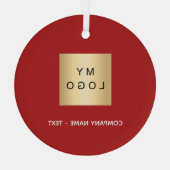 Rood wit bedrijf logo glas ornament (Achterkant)