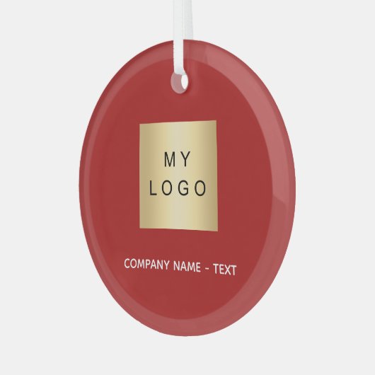 Rood wit bedrijf logo glas ornament (Voorkant links)