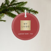 Rood wit bedrijf logo glas ornament