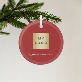 Rood wit bedrijf logo glas ornament